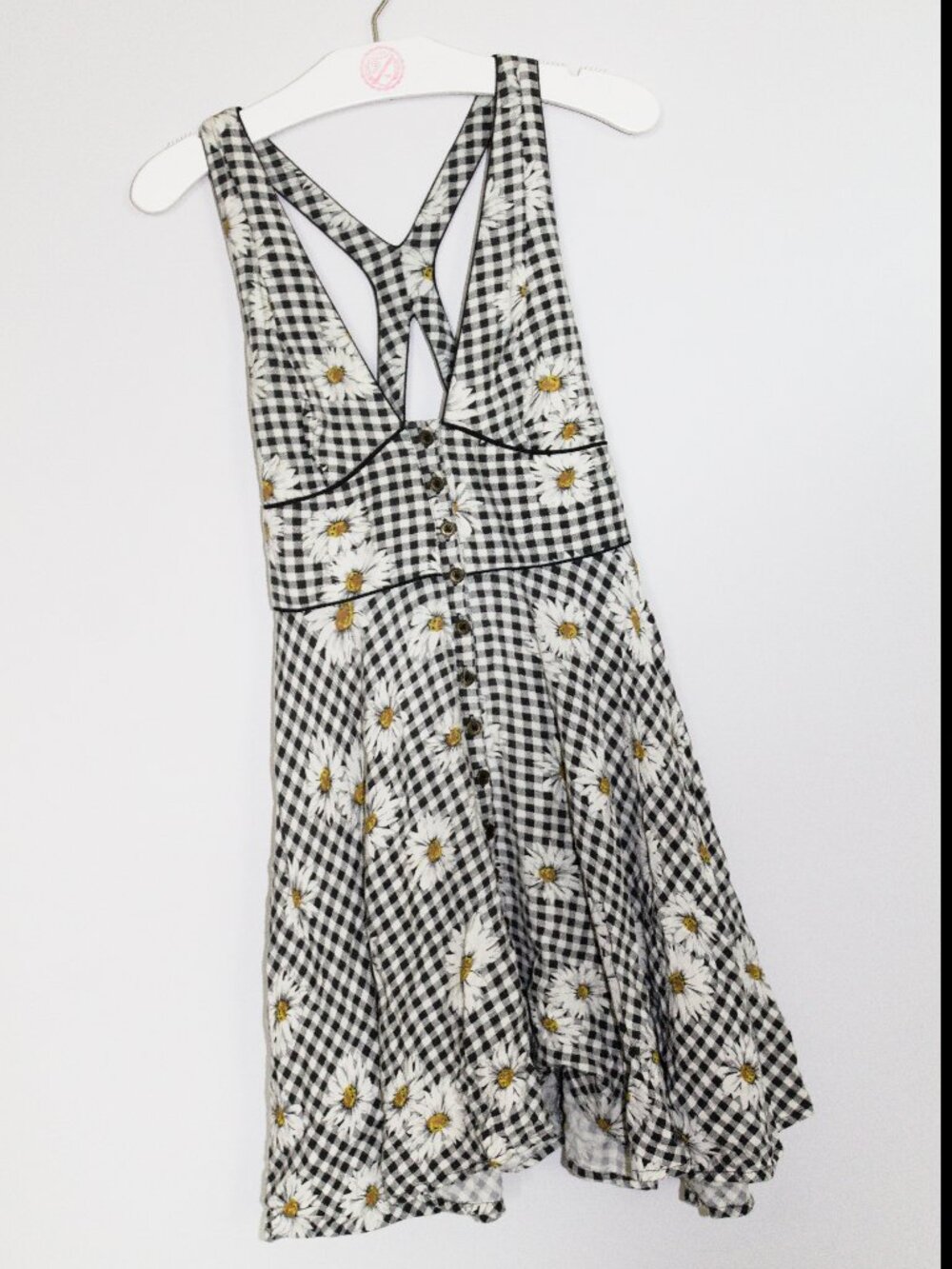 Urban Outfitters Cooperative Daisy Gingham Mini Dress Size S Black and White